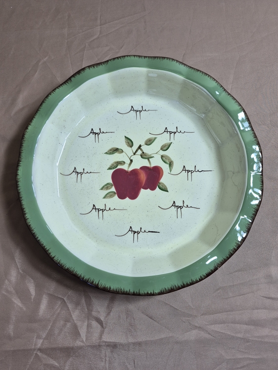 Home Interiors & Gift Other - Vintage Home Interiors Apple Orchard Ceramic Pie Plate Scalloped Farmhouse Decor